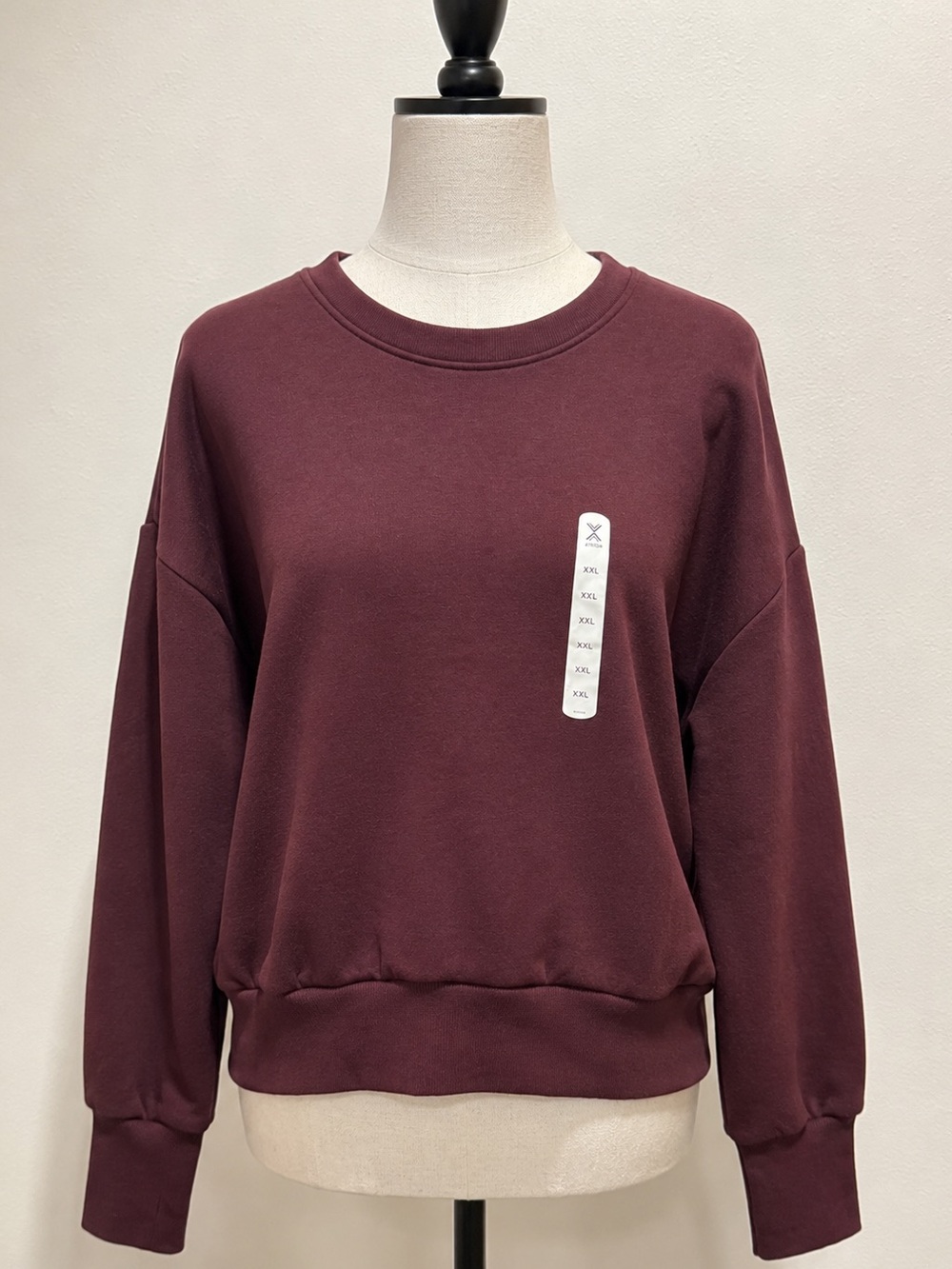 Xersion NWT Burgundy Fleece Crewneck Sweatshirt Women’s XXL Oversized Pullover
